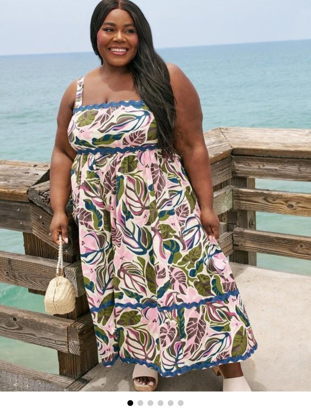 Torrid Belle Isle Hi-Low Babydoll Dress in Pink with Leaf Print